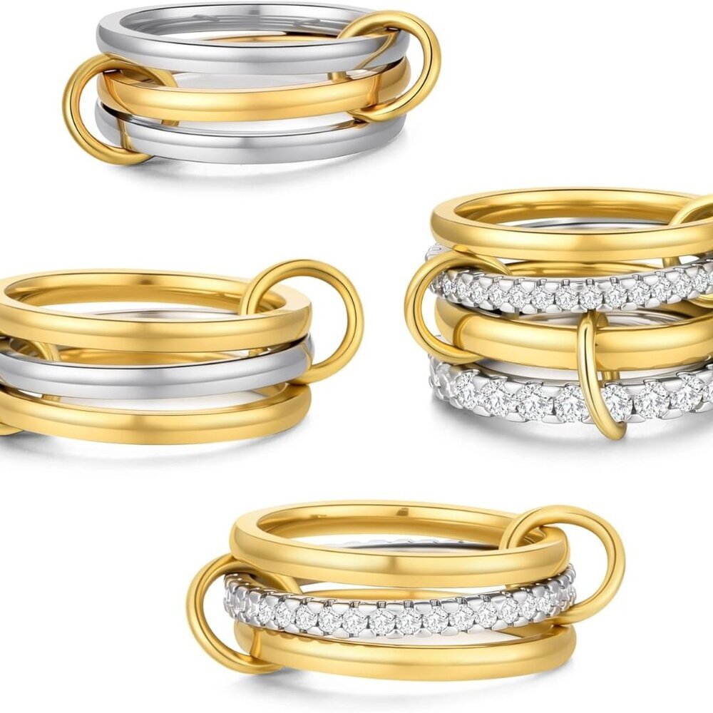 Versatile Women's Stackable Rings Set 14k Gold Pl… - image 1